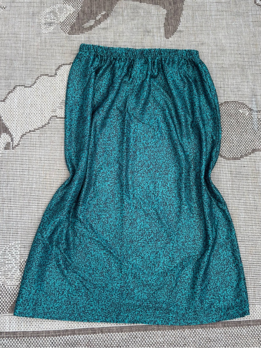 Vintage Women's Teal Elastic-Waist Midi Skirt XS